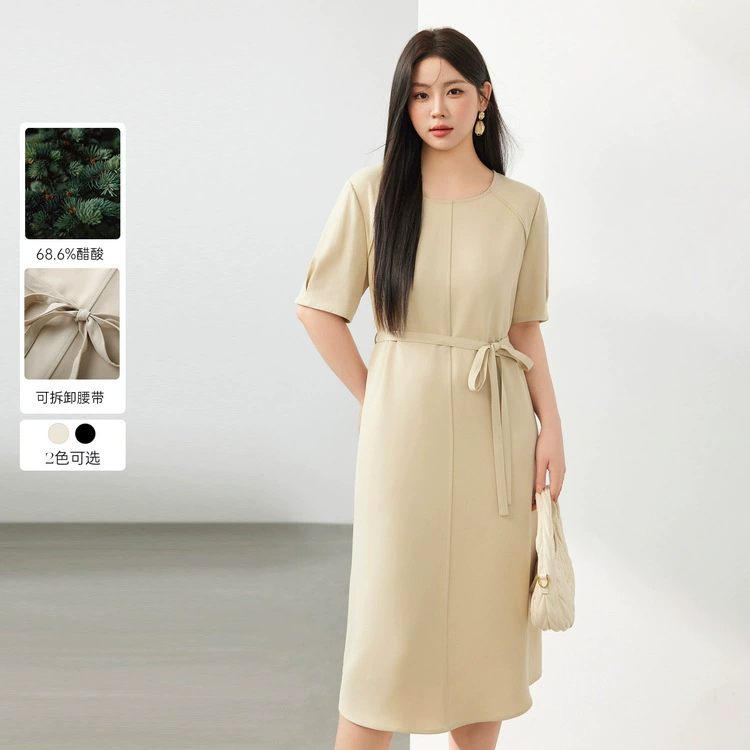 Слепое шоу большой размер женщины высокого уровня темпераментный пригородной уксусной кислоты шнуровка платье жирный mm2024 летний новый стиль