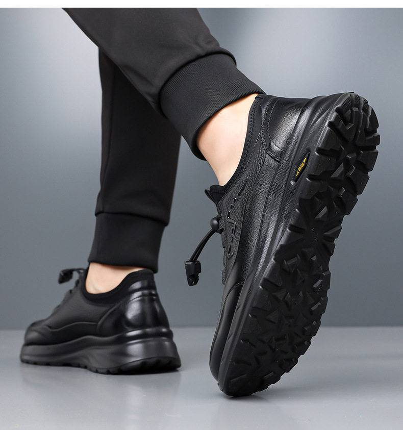 Giày lười nam da bò thật đế mềm chống mài mòn, đế dày nhẹ, kiểu slip-on — D1825 Đen chi tiết 14