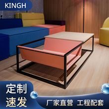 实木岩板茶几办公空间客厅家用现代简约耐磨耐烫方形小茶桌