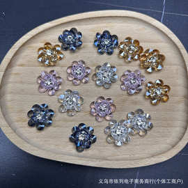 跨境欧美风双层水钻花朵夸张设计感手工diy发饰胸针服饰饰品配件