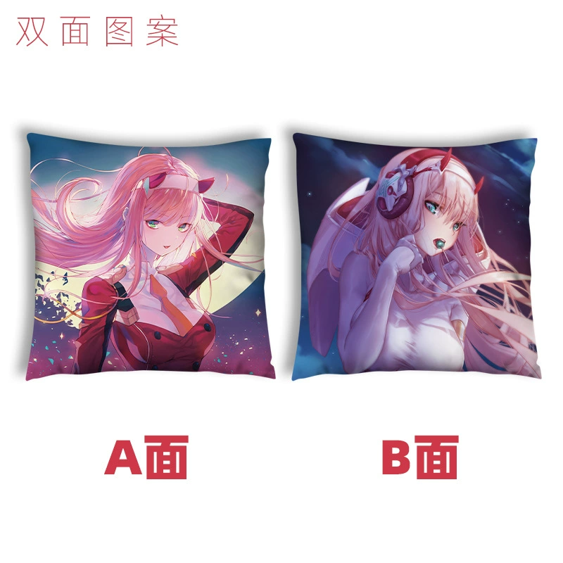 02 Аниме подушка Darling in the Franxx Окружение квадрат половина тела двусторонняя и другая часть тела прислонена к подушке