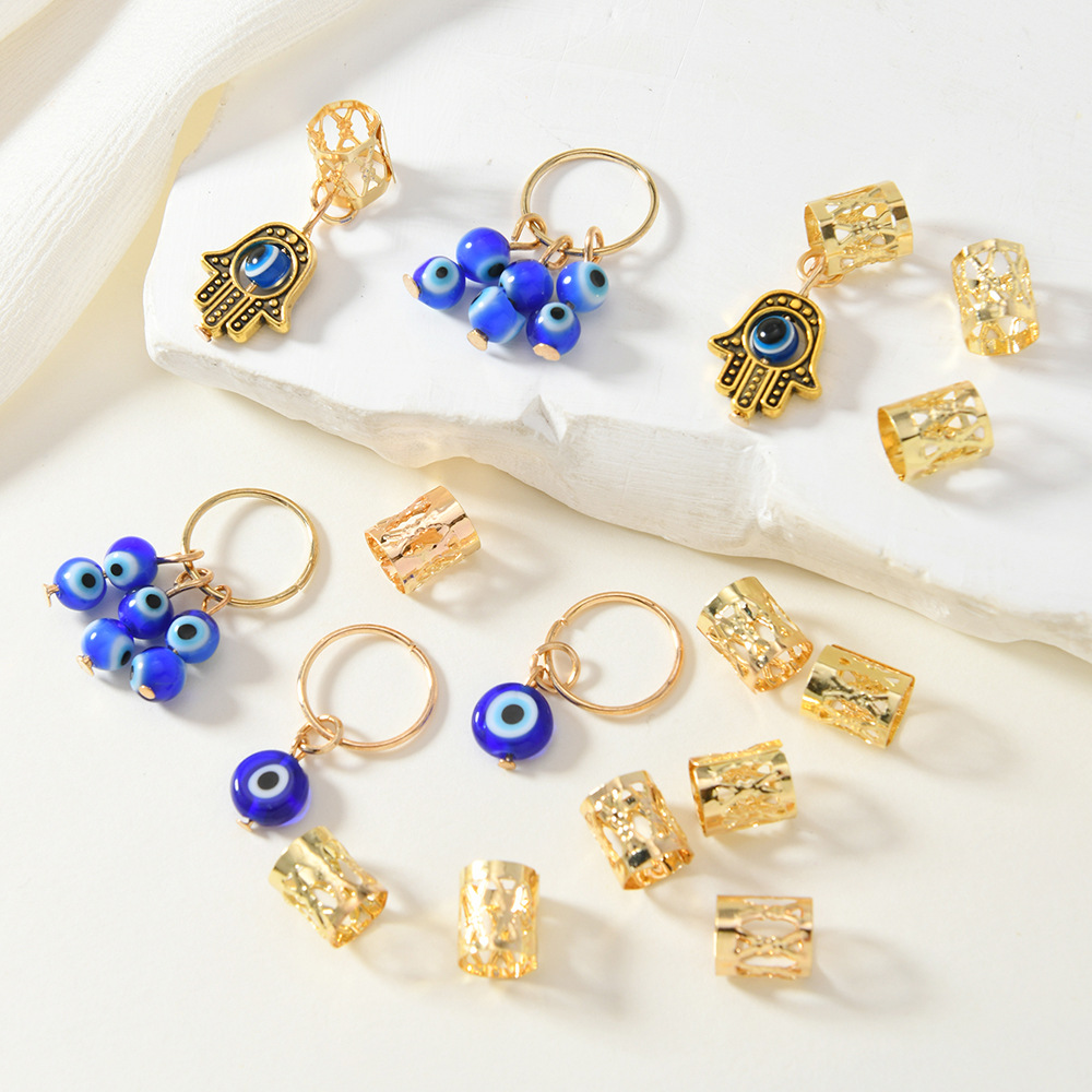 16pcs Devil Eye Arcaico Trenza sucia Anillo de cabello Transfronterizo Amazon Xiyin Temu Alojamiento completo Estación independiente Shein image 4