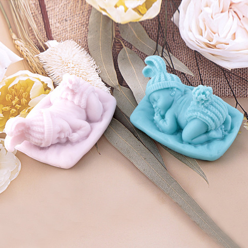 Irregular baby scented candle mold sleeping angel baby plaster mold ornaments handmade soap silicone mold