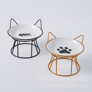 New Amazon popular cat bowl cat food bowl cat bowl pet cat feet neck protection cat food bowl cat rice bowl rice bowl