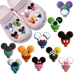 跨境新款米奇洞洞鞋鞋花可拆卸裝飾扣拖鞋涼鞋配件PVC軟膠亞馬遜