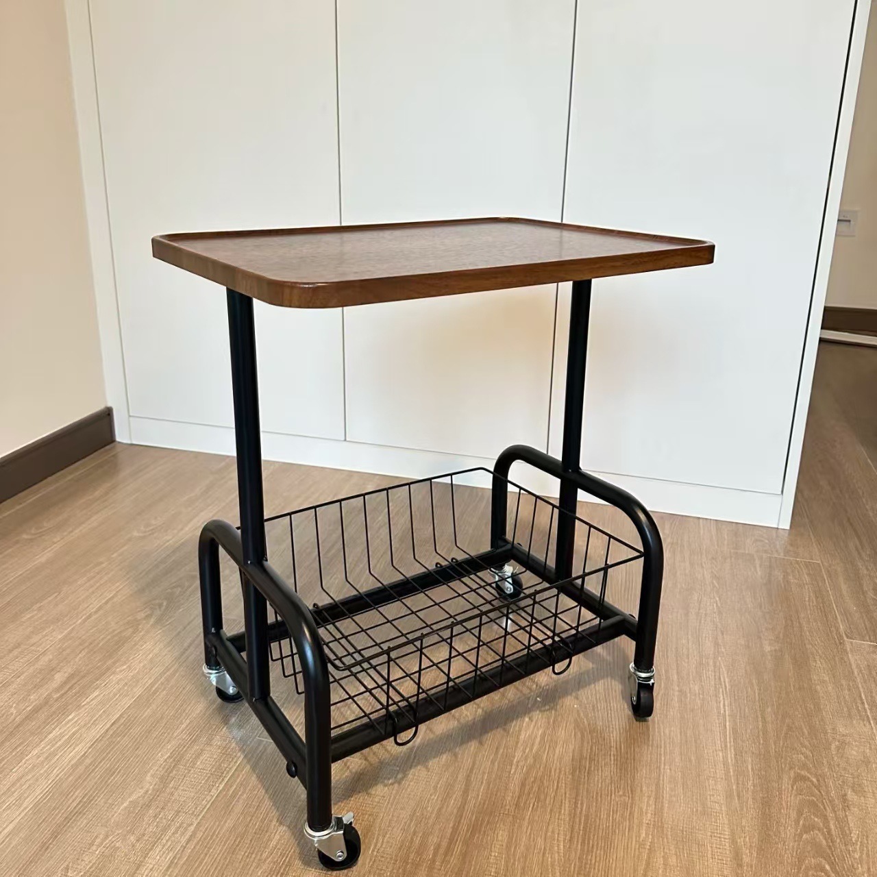 Movable Trolley Sofa Side Table Bedside Storage Rack High Coffee Table Table Living Room Snack Rental House Bedside Table