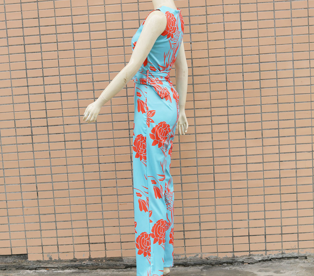 Women's Daily Beach Sexy Printing Full Length Printing Zipper Jumpsuits display picture 9