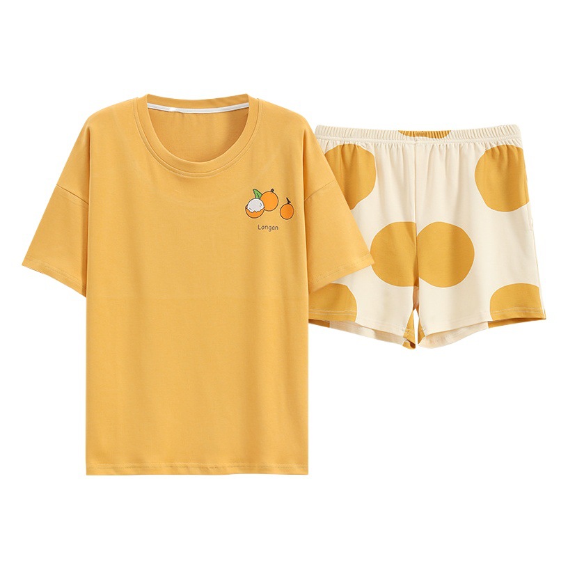 Conjunto de Pijamas de Manga Corta para Mujer con Almohadilla para Pecho de Algodón de Verano