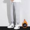 Gray ribbed pants [plus velvet]