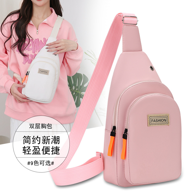 Bolso de pecho para mujer de nuevo estilo Bolso de tela Oxford ligero de moda Bolso de hombro deportivo de ocio coreano Bolso de mensajero de pecho de todo fósforo