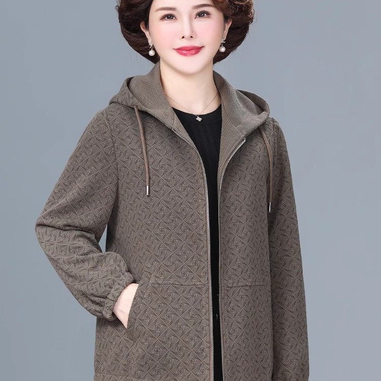 Little Mother Autumn Coat Western-style Casual Hooded Top Middle-aged Women's Spring and Autumn Short Jacket for Women Little Mother Autumn Coat Western-style Casual Hooded Top Middle-aged Women's Spring and Autumn Short Jacket for Women