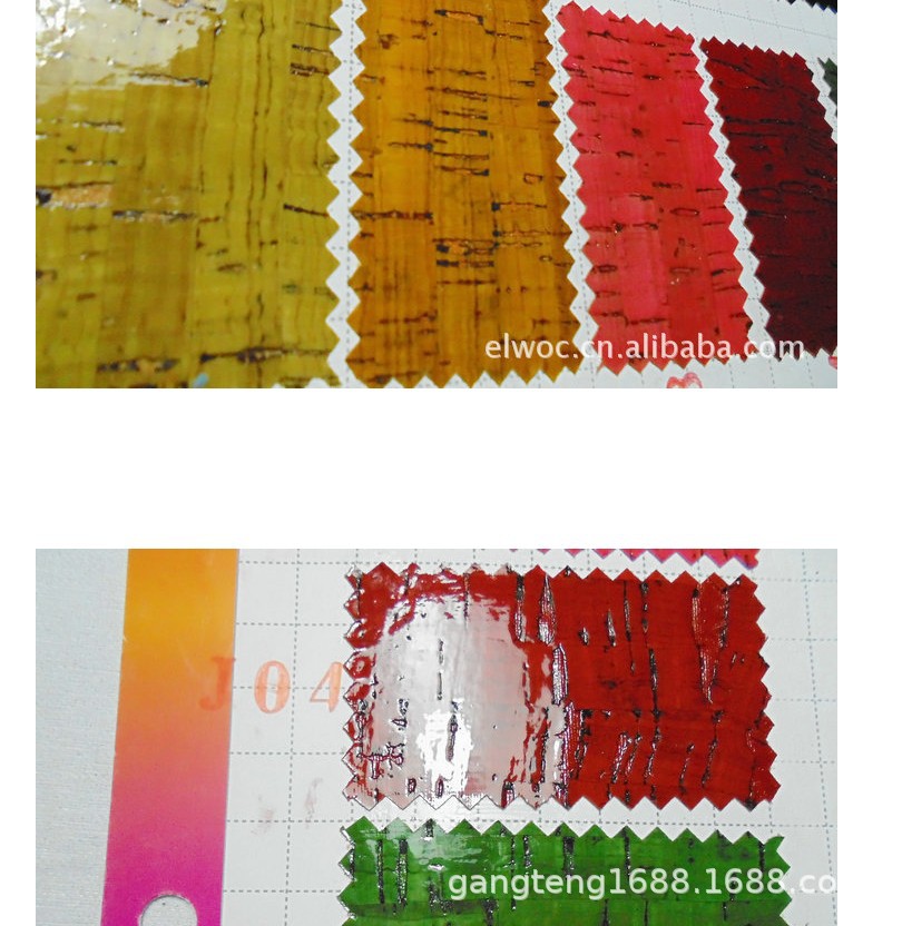 水晶竹节软木革 天然真木纹 反光面料 亮光软木纹路 包装材料5148