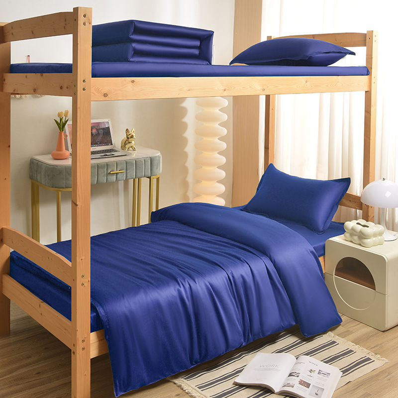 Juego de sábanas y funda nórdica de tres piezas, sábana ajustable de clase A, cama individual de dormitorio de algodón puro, ropa de cama escolar, ropa de cama para estudiantes