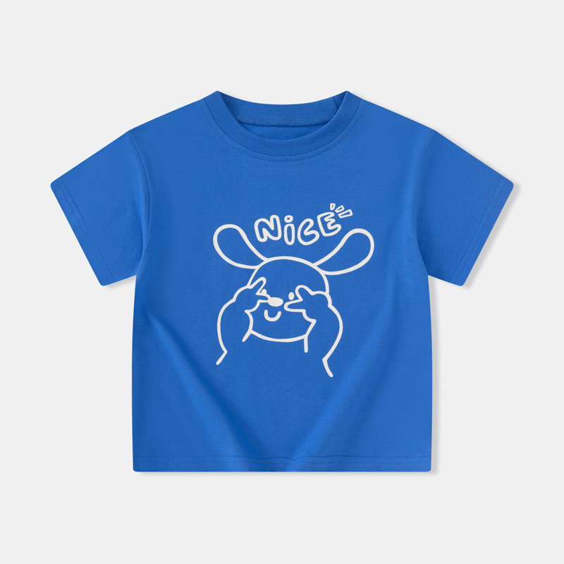 Betop verano nueva ropa para niños camiseta de manga corta versión coreana de dibujos animados para niños conejo niño ropa de color sólido cabello de una pieza