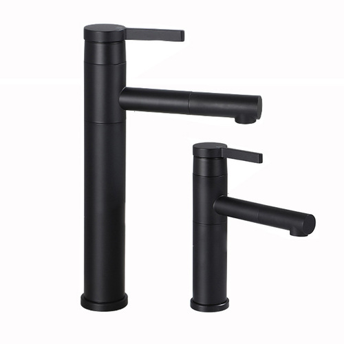 Black pull-out faucet washbasin washbasin basin mixing valve countertop basin rotating sitting faucet European style