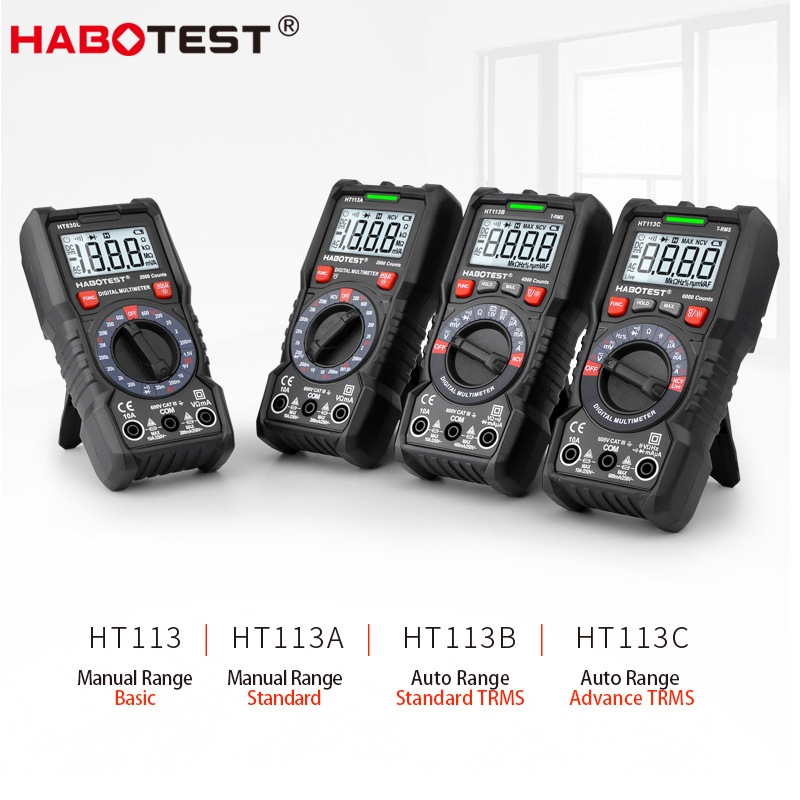 HABOTEST HUABO HT113A/B/C 고정밀 디지털 멀티 미터 지능형 화상 방지 전기 디지털 유니버설 미터