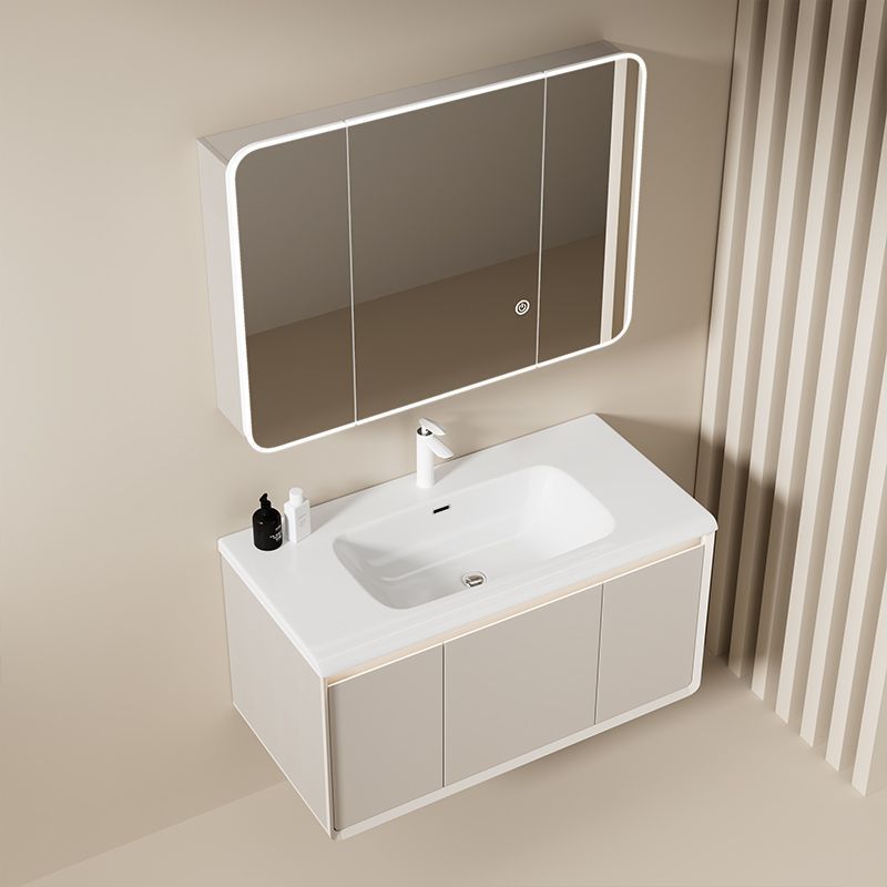 Mueble de baño combinación crema de cerámica pequeño apartamento integrado balcón lavabo de baño de almacenamiento