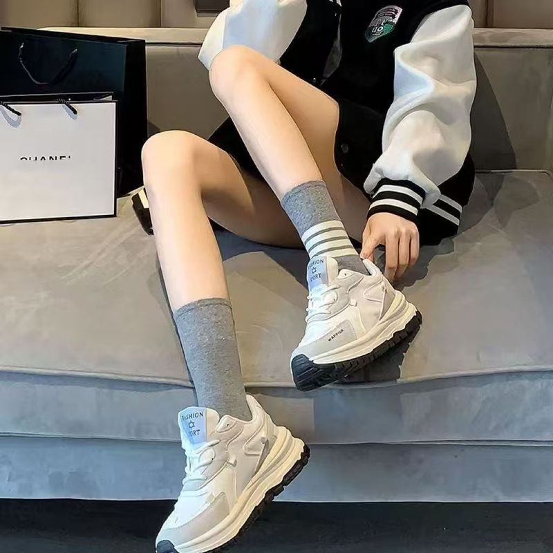 袜子中筒袜韩版ins百搭黑白灰色中筒袜春秋季学院条纹运动袜子女|undefined
