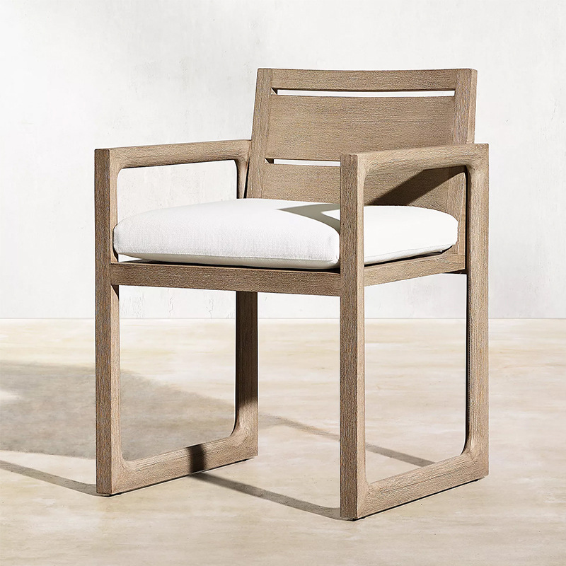 Mesas y sillas de madera maciza Patio al aire libre Mesa de comedor nórdica Sillas Villa al aire libre Hotel Combinación de muebles simples de teca vieja