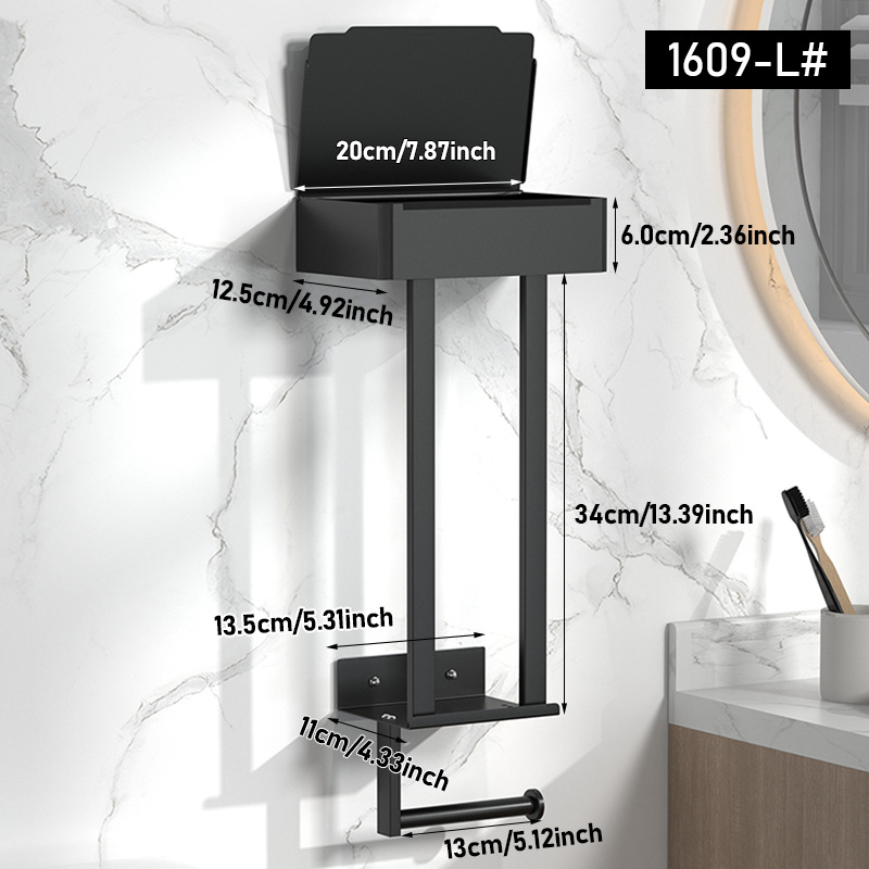 Transfronterizos de toallas de baño inodoro sin agujeros colgados en la pared multicapa toallas negras toallas de papel estante de toallas