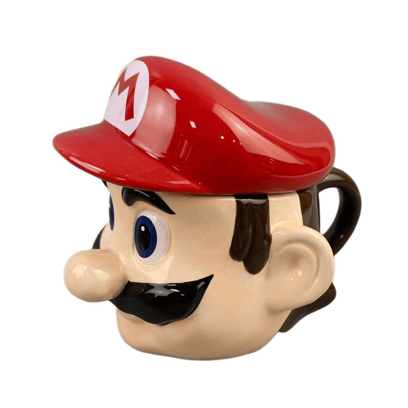 Super Mario Taza de cerámica con tapa de estilo explosivo transfronterizo cuidadosamente seleccionado Taza de agua de café periférica del juego