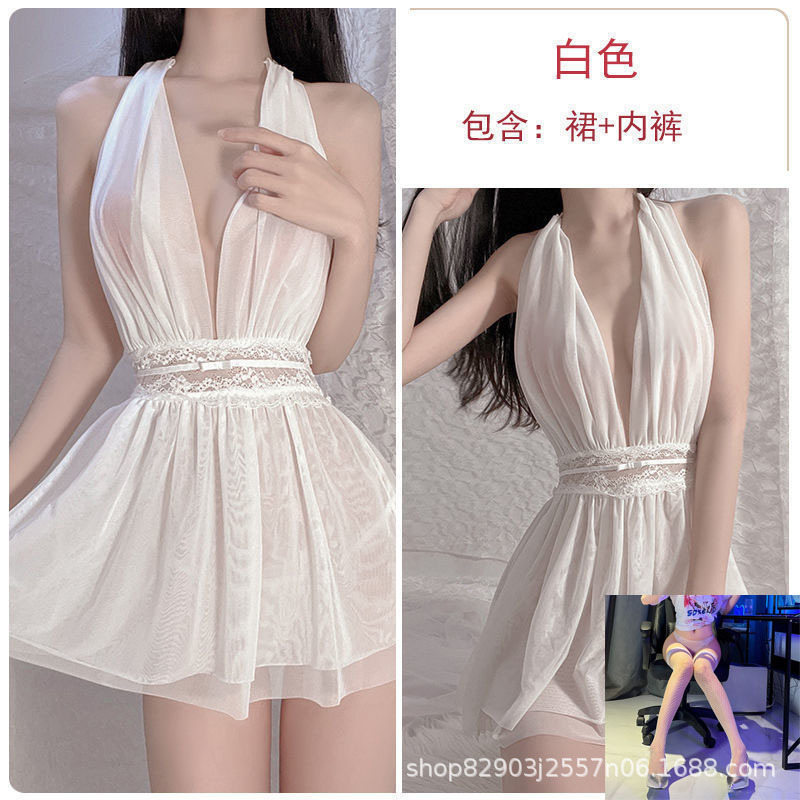 흰색 잠옷 + 속옷 + 흰색 망사 스타킹 q1500