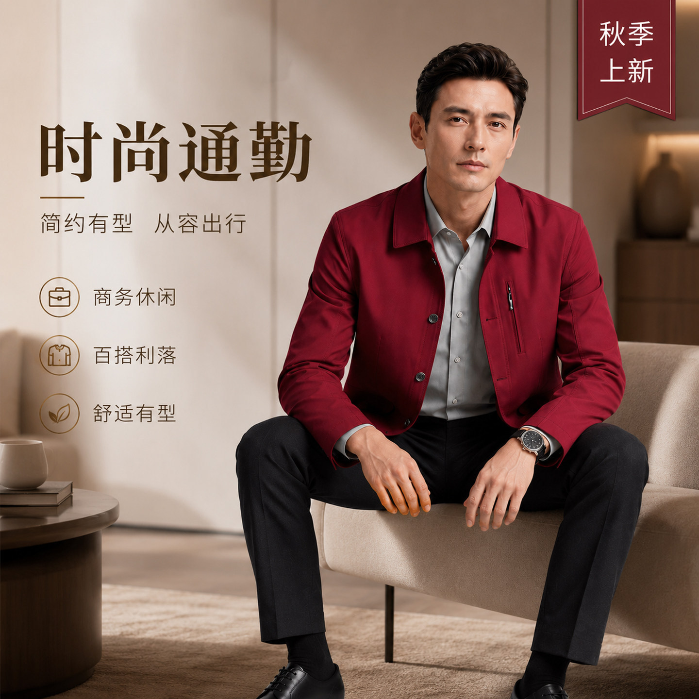 Single-breasted lapel casual ethnic style Zhongshan suit jacket with five pockets, suitable for middle-aged and elderly men, for spring and autumn.