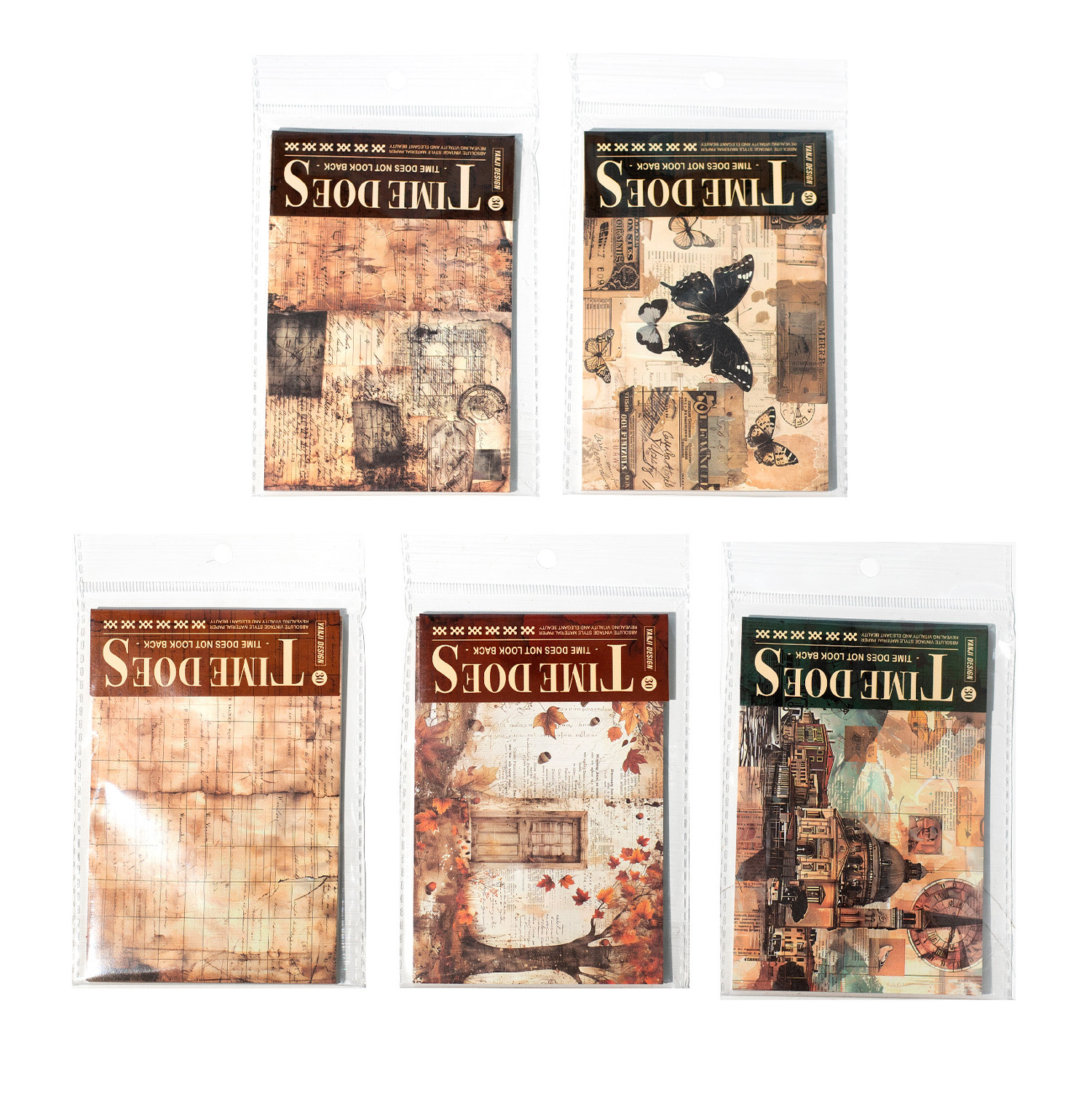 얀지 소재지 시간은 돌아서지 않는다 시리즈 레트로 노트북 DIY 소재 장식 베이스 30매 5종