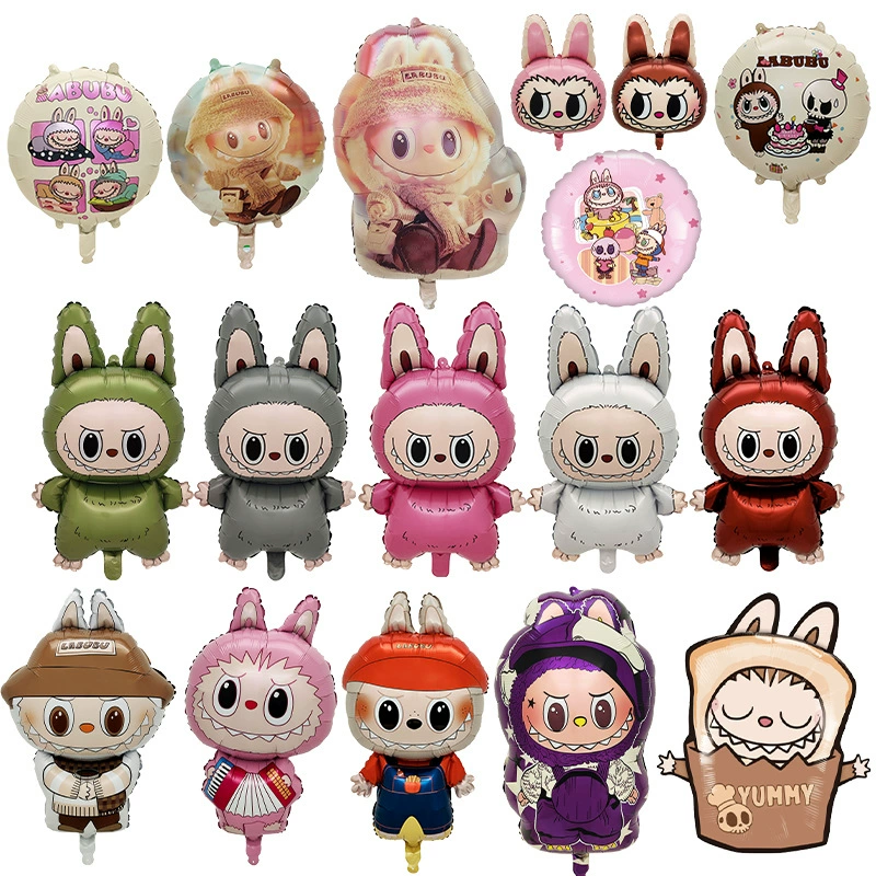 Фольгированный алюминиевый шар Labubu Bubble Mart 18-дюймовый шар из алюминиевой фольги для ночного рынка, игрушка воздушный шар подъем