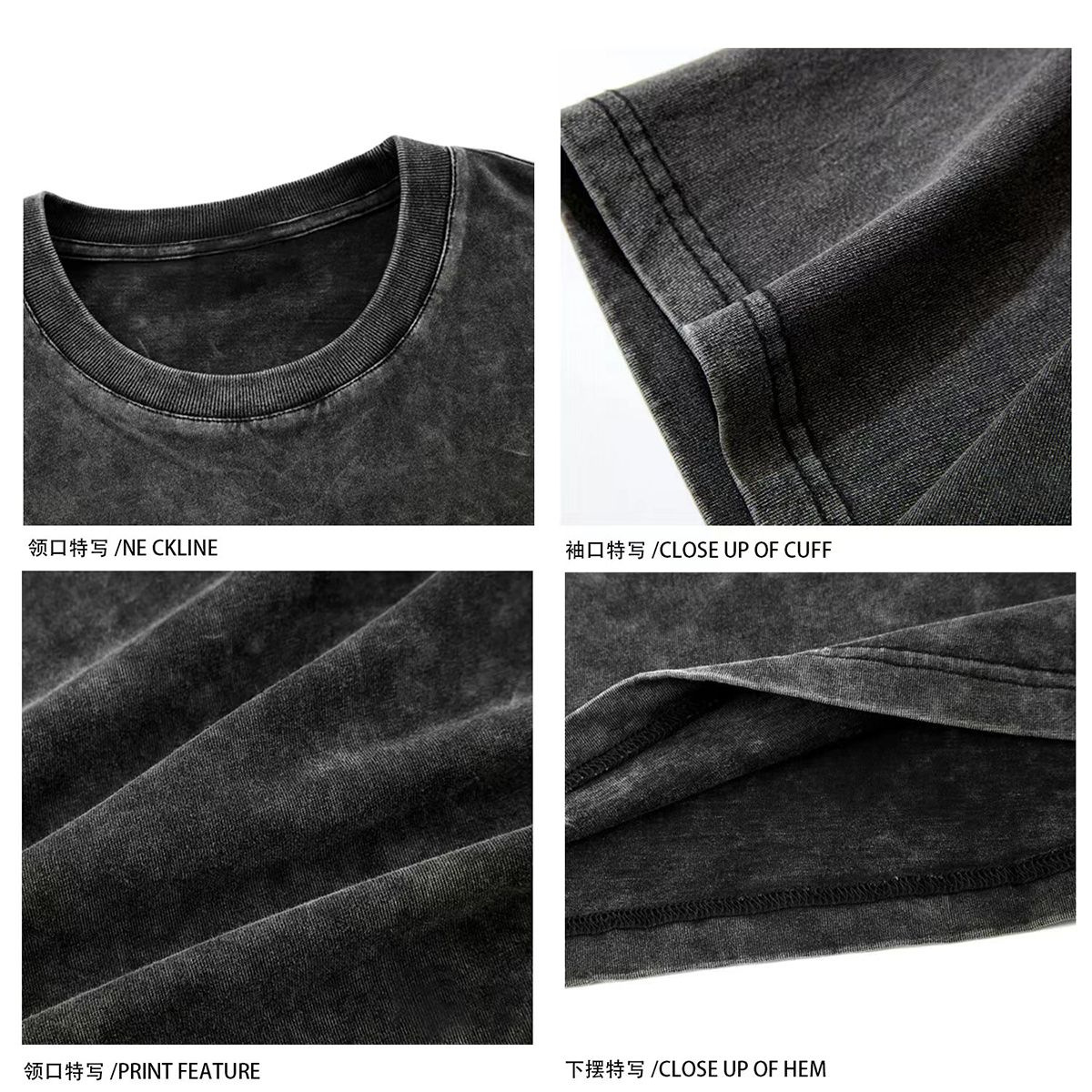 230g de algodón pesado lavado y desgastado Camiseta de manga corta estilo de tierra de desecho americano hombres y mujeres parejas ropa de clase color sólido suelto