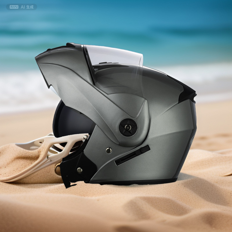 Diàndòngchē Electric Vehicle Helmet Full Helmet (Motosiklet kaskı (dəbilqə)) - gray-m
