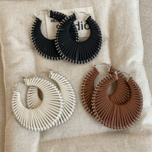 夸张个性缕空编织圆形耳扣女欧美潮流气质小众时尚通勤耳环耳饰