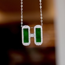 天然缅甸翡翠吊坠S925纯银大牌同款珠宝饰品简约百搭翡翠饰品货源