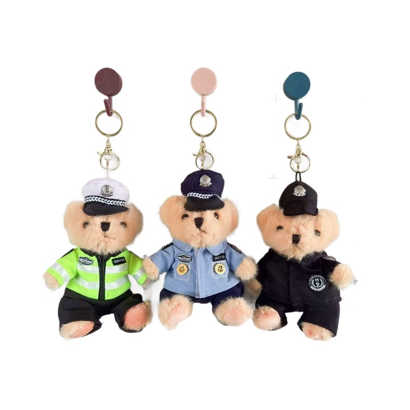 Políticas de tráfico en línea juguetes de peluche muñecas de agua de oso colgante bolso colgante llavero 4 pulgadas muñecas agarrar