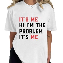 外贸女上衣跨境电商亚马逊it is me印花彩棉T恤