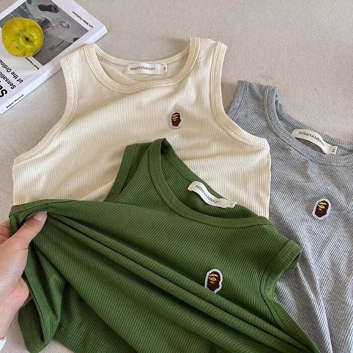 Children's Sleeveless Vest Men's Summer 2025 New Children's Soft Top Solid Color Baby's Cotton T-Shirt Women's Thin
