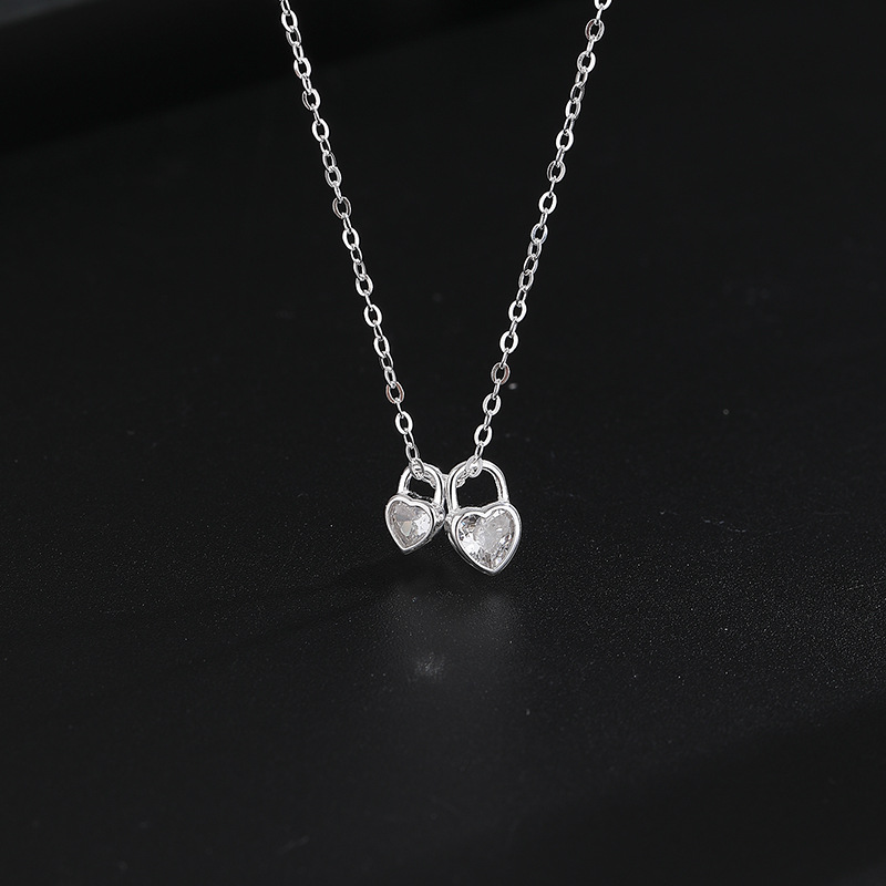 2g Weight 925 Sterling Silver Cable Chain Box Chain Heart Shape Pendant Necklace