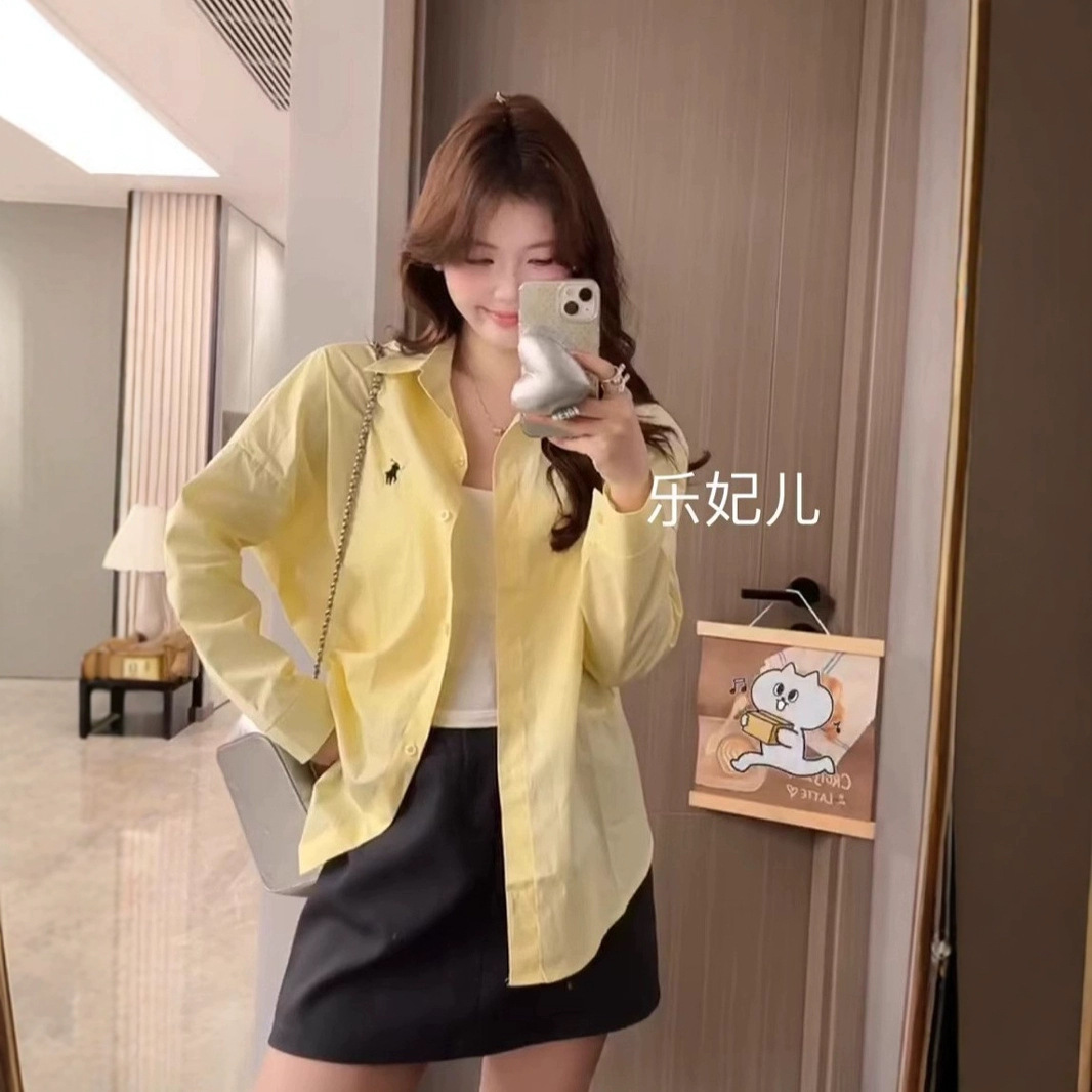 [Lefeier] French Pony Embroidered Shirt Women's Long-Sleeved Korean Style Loose Niche Design Shirt