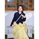 Yellow Skirt Women's 2025 Summer New Design Sense Small High Waist A- line Slimming All-match Mid-length Umbrella Skirt