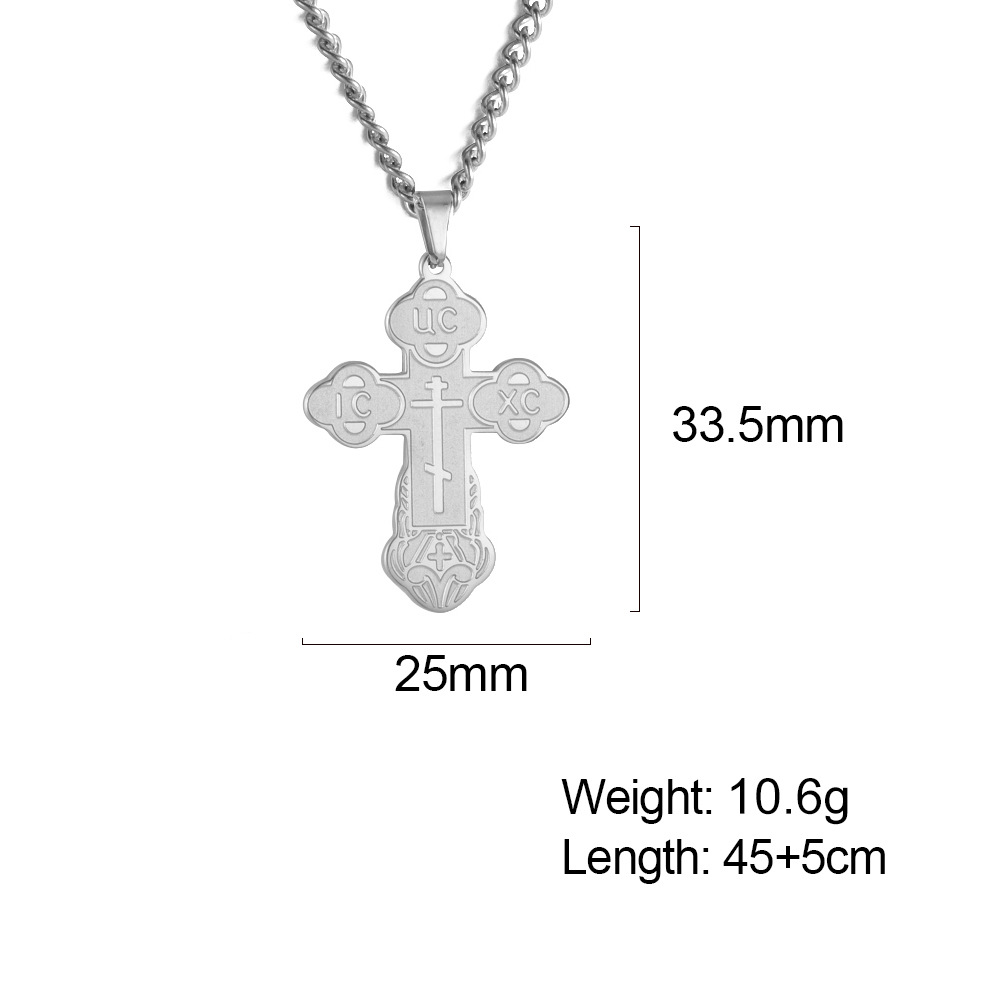 Ins style 304 stainless steel cross men's necklace titanium steel pendant jewelry pendant_voghion.com