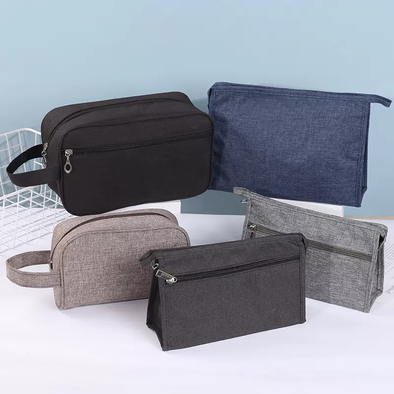 定制简约纯色涤纶公文包多功能外出旅行洗漱包便携式化妆品收纳包