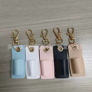 现货PU钢笔笔套防丢失收纳圆珠笔笔架适用于徽章架颈部挂绳钥匙扣