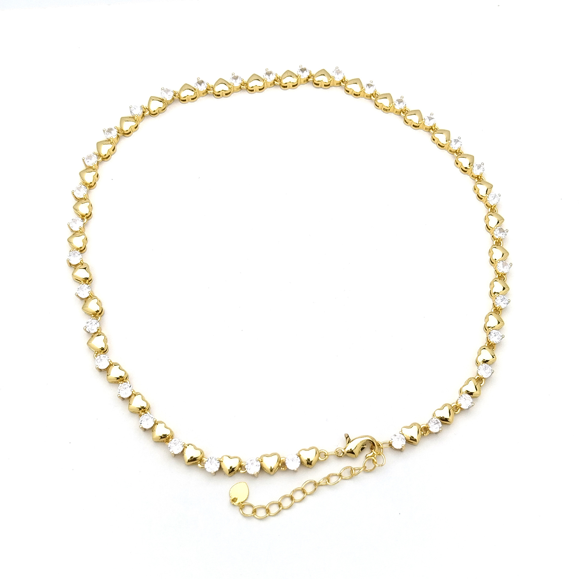 Copper Inlay Heart Shape Solid Color Flower Zircon Necklace display picture 10