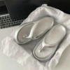 Premium silver flip-flops