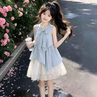 女童连衣裙夏季2026新款大童超火儿童裙子女孩巨好看衣服夏装套装