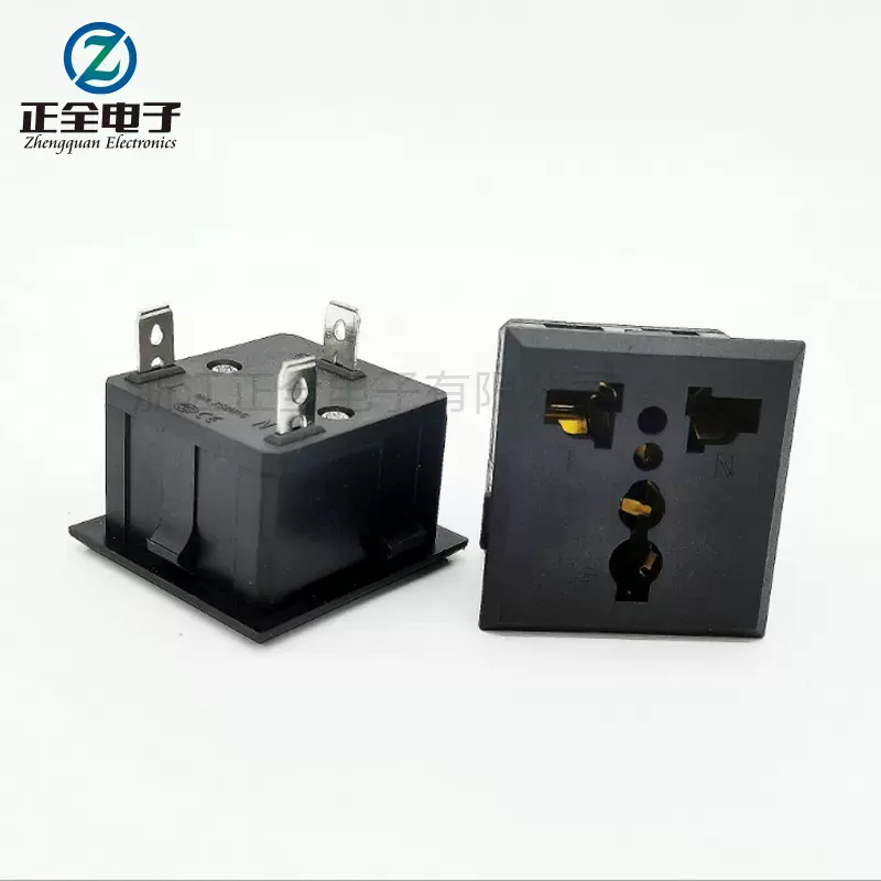 AC多功能电源插座16A卡式三孔 逆变器万用插座嵌入式插座三孔插座