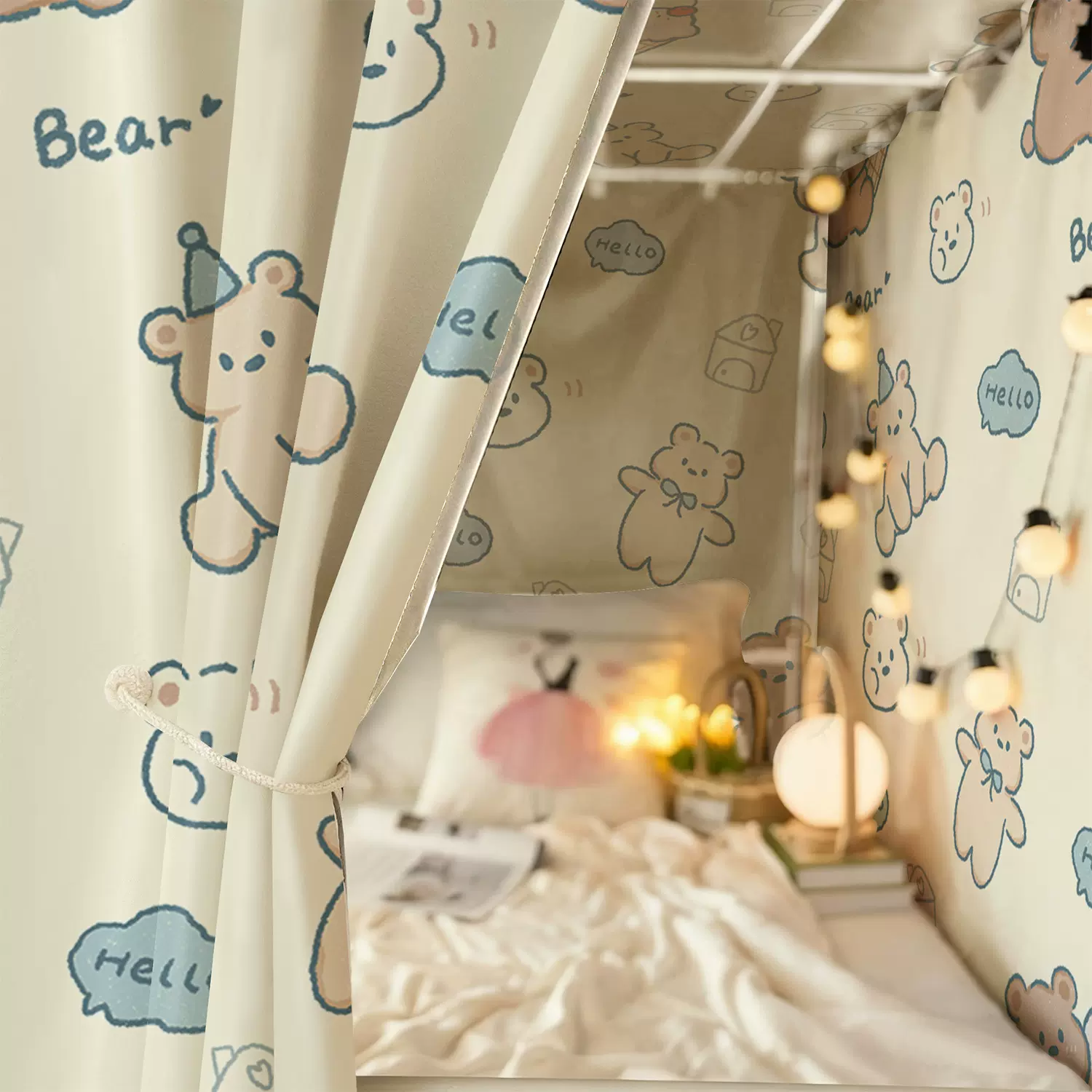 艳阳天印花大学生宿舍床帘工厂寝室单人床上铺遮光布帘子遮挡床幔