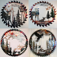 金華源頭工廠亞馬遜獨立站跨境供應金屬鐵藝室內裝飾工藝齒輪麋鹿