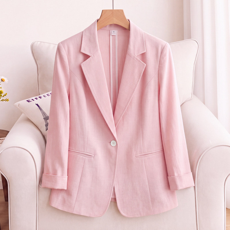 Black thin blazer for women, 2026 autumn new collection, three-quarter sleeves, slim fit, suitable for work, with a sophisticated and elegant style, and a flowing drape Black thin blazer for women, 2026 autumn new collection, three-quarter sleeves, slim fit, suitable for work, with a sophisticated and elegant style, and a flowing drape