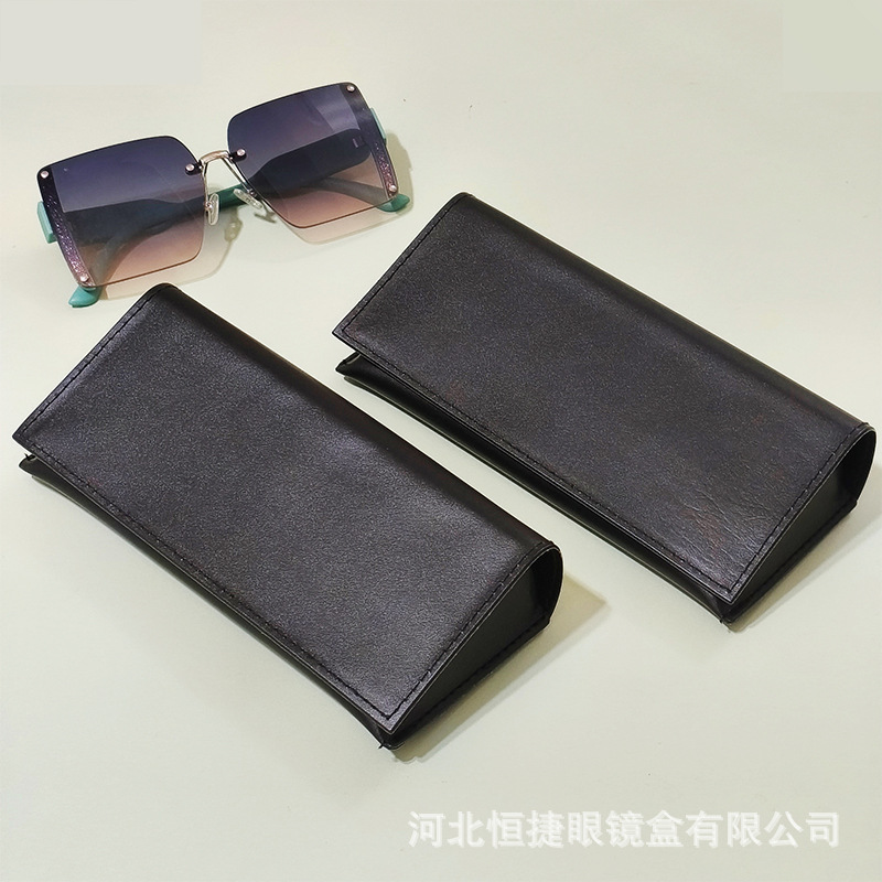Glasses Case, High-End Leather Sunglasses Case, Double Magnetic Leather Case, Black Soft Case, Large Capacity Portable Glasses Case